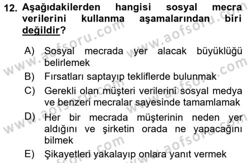 İnternet Ve Mobil Pazarlama Dersi 2024 - 2025 Yılı Yaz Okulu Sınav Soruları 12. Soru