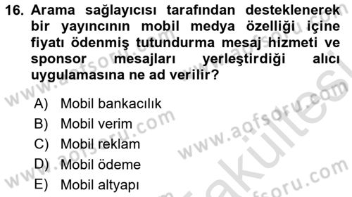 İnternet Ve Mobil Pazarlama Dersi 2025 - 2026 Yılı (Vize) Ara Sınav Soruları 16. Soru