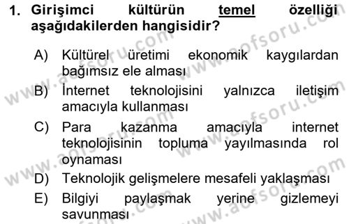 İnternet Ve Mobil Pazarlama Dersi 2025 - 2026 Yılı (Final) Dönem Sonu Sınav Soruları 1. Soru