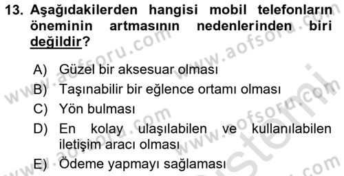 İnternet Ve Mobil Pazarlama Dersi 2025 - 2026 Yılı (Final) Dönem Sonu Sınav Soruları 13. Soru
