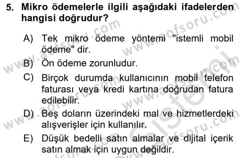 İnternet Ve Mobil Pazarlama Dersi 2025 - 2026 Yılı (Final) Dönem Sonu Sınav Soruları 5. Soru