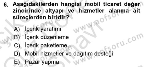 İnternet Ve Mobil Pazarlama Dersi 2025 - 2026 Yılı (Final) Dönem Sonu Sınav Soruları 6. Soru