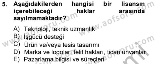 Küresel Pazarlama Dersi 2012 - 2013 Yılı (Vize) Ara Sınav Soruları 5. Soru