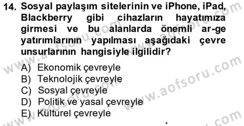 Küresel Pazarlama Dersi 2013 - 2014 Yılı (Vize) Ara Sınavı 14. Soru