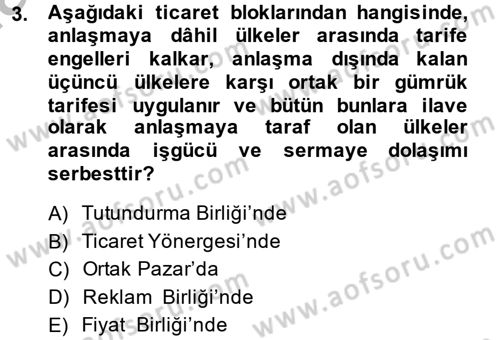 Küresel Pazarlama Dersi 2013 - 2014 Yılı (Final) Dönem Sonu Sınav Soruları 3. Soru