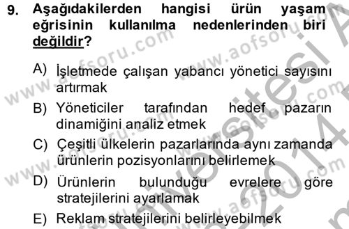 Küresel Pazarlama Dersi 2013 - 2014 Yılı (Final) Dönem Sonu Sınav Soruları 9. Soru
