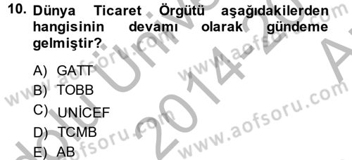 Küresel Pazarlama Dersi 2014 - 2015 Yılı (Vize) Ara Sınav Soruları 10. Soru