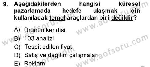 Küresel Pazarlama Dersi 2014 - 2015 Yılı (Final) Dönem Sonu Sınav Soruları 9. Soru