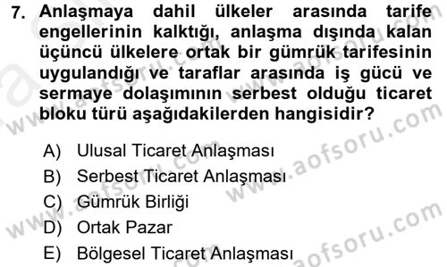 Küresel Pazarlama Dersi 2015 - 2016 Yılı (Vize) Ara Sınav Soruları 7. Soru