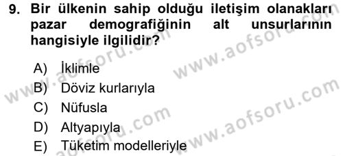 Küresel Pazarlama Dersi 2015 - 2016 Yılı (Vize) Ara Sınav Soruları 9. Soru