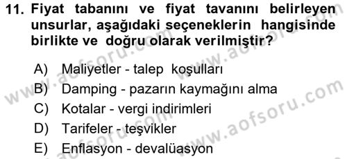 Küresel Pazarlama Dersi 2015 - 2016 Yılı (Final) Dönem Sonu Sınav Soruları 11. Soru