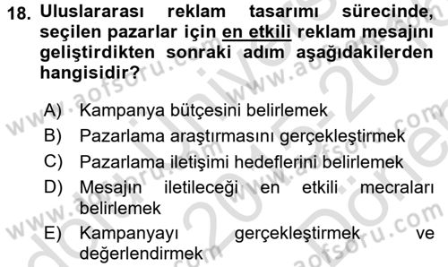 Küresel Pazarlama Dersi 2015 - 2016 Yılı (Final) Dönem Sonu Sınav Soruları 18. Soru