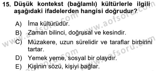 Küresel Pazarlama Dersi 2016 - 2017 Yılı (Vize) Ara Sınav Soruları 15. Soru
