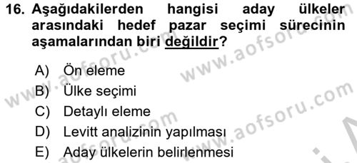 Küresel Pazarlama Dersi 2016 - 2017 Yılı (Vize) Ara Sınav Soruları 16. Soru
