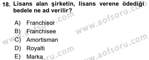 Küresel Pazarlama Dersi 2016 - 2017 Yılı (Vize) Ara Sınav Soruları 18. Soru
