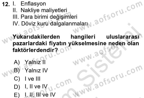 Küresel Pazarlama Dersi 2016 - 2017 Yılı (Final) Dönem Sonu Sınav Soruları 12. Soru