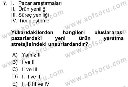 Küresel Pazarlama Dersi 2016 - 2017 Yılı (Final) Dönem Sonu Sınav Soruları 7. Soru