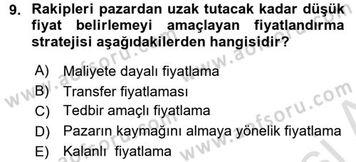 Küresel Pazarlama Dersi 2016 - 2017 Yılı (Final) Dönem Sonu Sınav Soruları 9. Soru