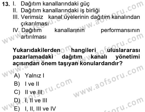 Küresel Pazarlama Dersi 2017 - 2018 Yılı 3 Ders Sınav Soruları 13. Soru