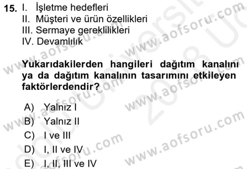 Küresel Pazarlama Dersi 2017 - 2018 Yılı 3 Ders Sınav Soruları 15. Soru