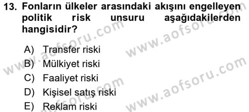 Küresel Pazarlama Dersi 2017 - 2018 Yılı (Vize) Ara Sınavı 13. Soru