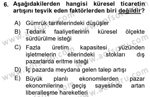 Küresel Pazarlama Dersi 2017 - 2018 Yılı (Vize) Ara Sınavı 6. Soru