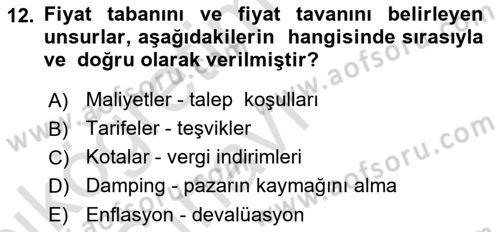 Küresel Pazarlama Dersi 2018 - 2019 Yılı 3 Ders Sınav Soruları 12. Soru