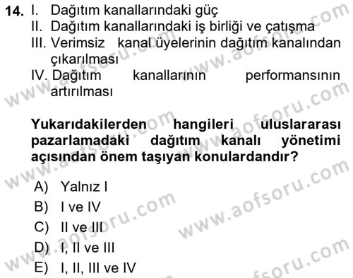Küresel Pazarlama Dersi 2018 - 2019 Yılı 3 Ders Sınav Soruları 14. Soru