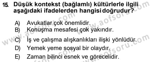 Küresel Pazarlama Dersi 2018 - 2019 Yılı (Vize) Ara Sınav Soruları 15. Soru