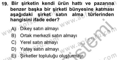 Küresel Pazarlama Dersi 2018 - 2019 Yılı (Vize) Ara Sınav Soruları 19. Soru