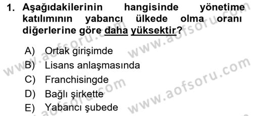 Küresel Pazarlama Dersi 2018 - 2019 Yılı Yaz Okulu Sınav Soruları 1. Soru