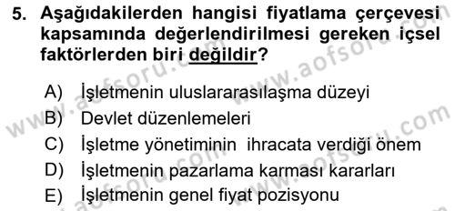 Küresel Pazarlama Dersi 2018 - 2019 Yılı Yaz Okulu Sınav Soruları 5. Soru