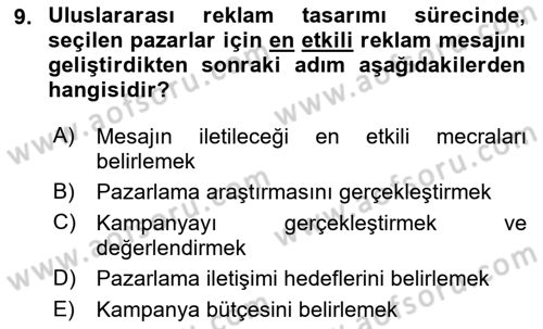 Küresel Pazarlama Dersi 2018 - 2019 Yılı Yaz Okulu Sınav Soruları 9. Soru