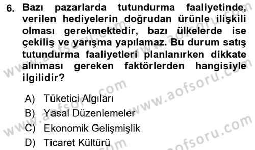 Küresel Pazarlama Dersi 2020 - 2021 Yılı Yaz Okulu Sınav Soruları 6. Soru