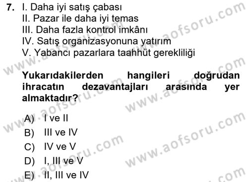 Küresel Pazarlama Dersi 2020 - 2021 Yılı Yaz Okulu Sınav Soruları 7. Soru