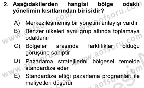 Küresel Pazarlama Dersi 2021 - 2022 Yılı (Vize) Ara Sınav Soruları 2. Soru