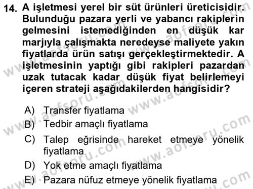 Küresel Pazarlama Dersi 2021 - 2022 Yılı Yaz Okulu Sınav Soruları 14. Soru
