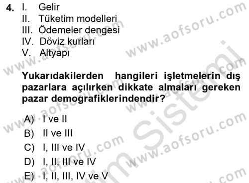 Küresel Pazarlama Dersi 2021 - 2022 Yılı Yaz Okulu Sınav Soruları 4. Soru