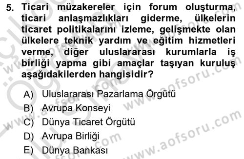 Küresel Pazarlama Dersi 2021 - 2022 Yılı Yaz Okulu Sınav Soruları 5. Soru