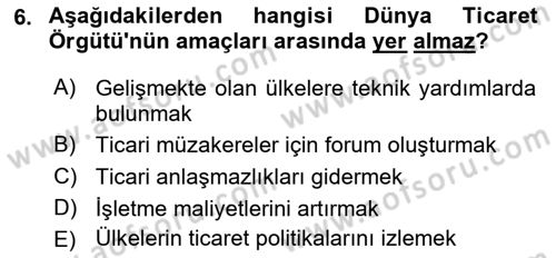Küresel Pazarlama Dersi 2021 - 2022 Yılı Yaz Okulu Sınav Soruları 6. Soru