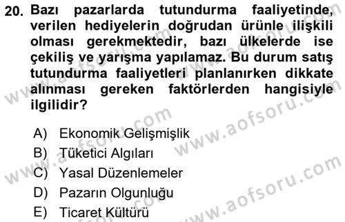 Küresel Pazarlama Dersi 2022 - 2023 Yılı Yaz Okulu Sınav Soruları 20. Soru