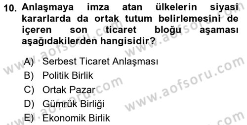 Küresel Pazarlama Dersi 2023 - 2024 Yılı (Vize) Ara Sınav Soruları 10. Soru