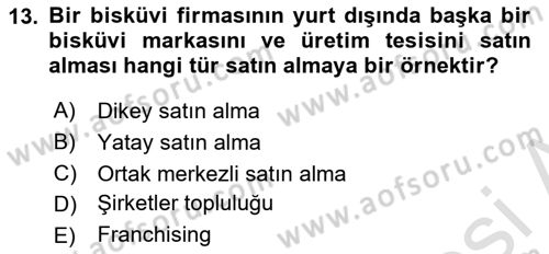 Küresel Pazarlama Dersi 2023 - 2024 Yılı (Vize) Ara Sınav Soruları 13. Soru