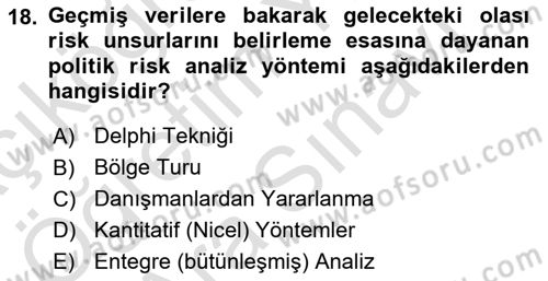 Küresel Pazarlama Dersi 2023 - 2024 Yılı (Vize) Ara Sınav Soruları 18. Soru