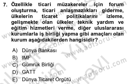 Küresel Pazarlama Dersi 2023 - 2024 Yılı (Vize) Ara Sınav Soruları 7. Soru