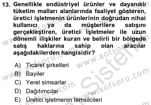 Küresel Pazarlama Dersi 2023 - 2024 Yılı (Final) Dönem Sonu Sınav Soruları 13. Soru
