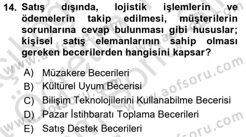 Küresel Pazarlama Dersi 2023 - 2024 Yılı (Final) Dönem Sonu Sınav Soruları 14. Soru