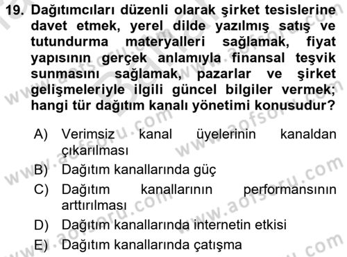 Küresel Pazarlama Dersi 2023 - 2024 Yılı (Final) Dönem Sonu Sınav Soruları 19. Soru