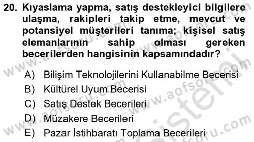 Küresel Pazarlama Dersi 2023 - 2024 Yılı Yaz Okulu Sınav Soruları 20. Soru