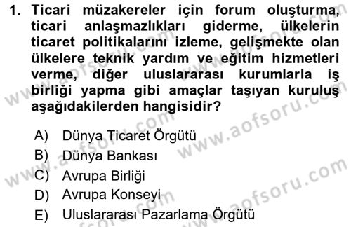 Küresel Pazarlama Dersi 2024 - 2025 Yılı (Vize) Ara Sınav Soruları 1. Soru